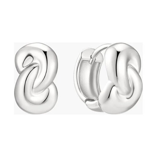 Silver Rope Twist Huggie Hoop Earrings