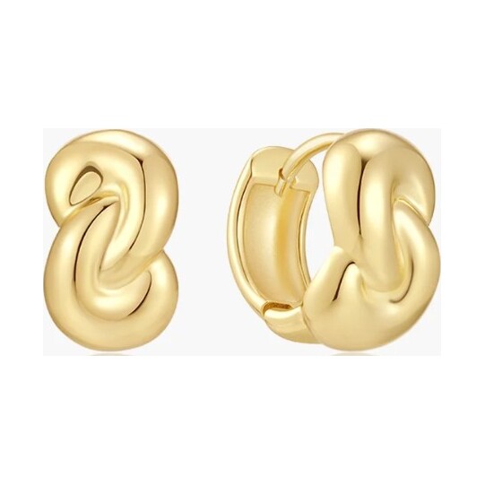 Gold Rope Twist Huggie Hoop Earrings