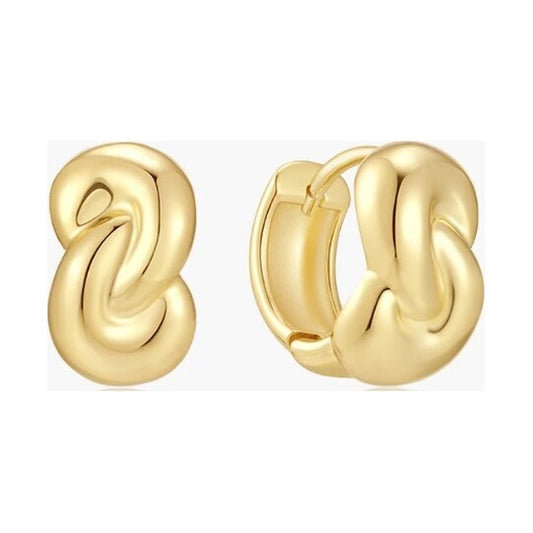 Gold Rope Twist Huggie Hoop Earrings