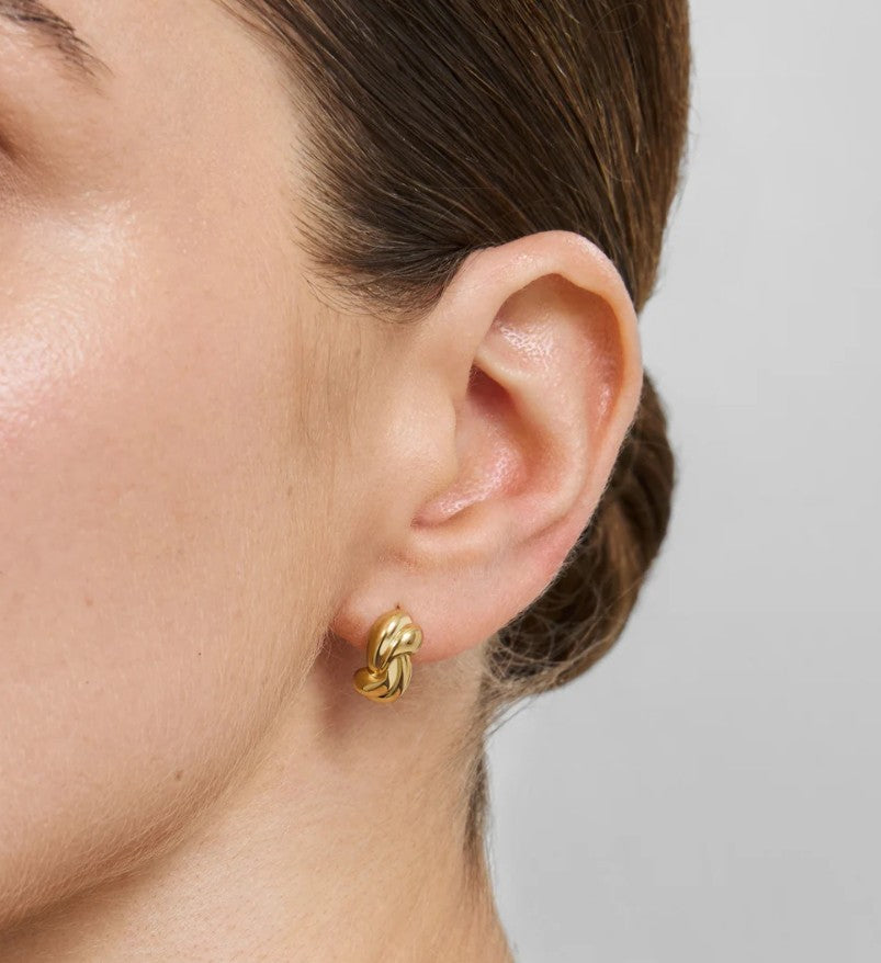 Gold Rope Twist Stud Earrings