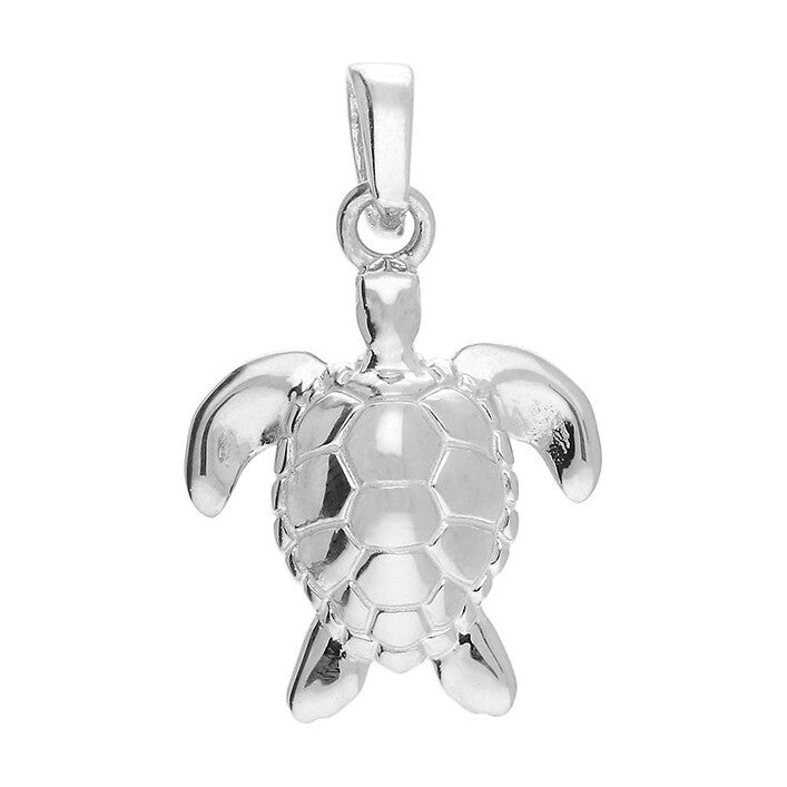 Sterling Silver Sea Turtle Pendant, 18" chain.