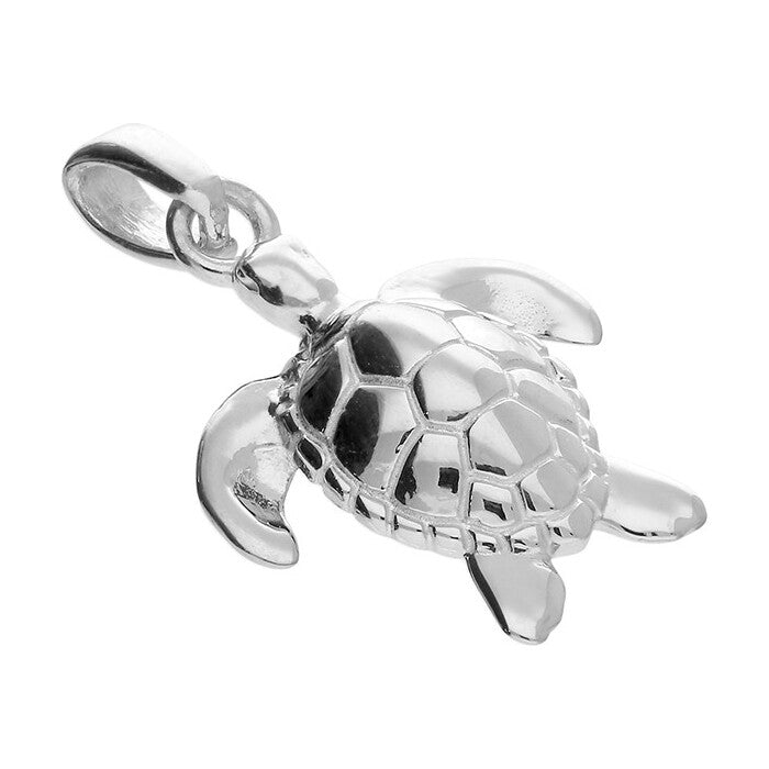 Sterling Silver Sea Turtle Pendant, 18" chain.