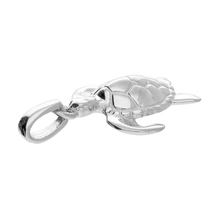 Sterling Silver Sea Turtle Pendant, 18" chain.