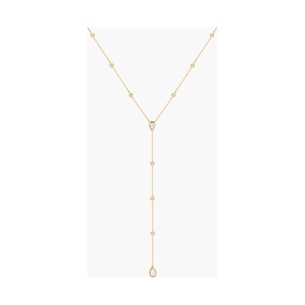 Gold Round & Teardrop Bezel Station Y Necklace