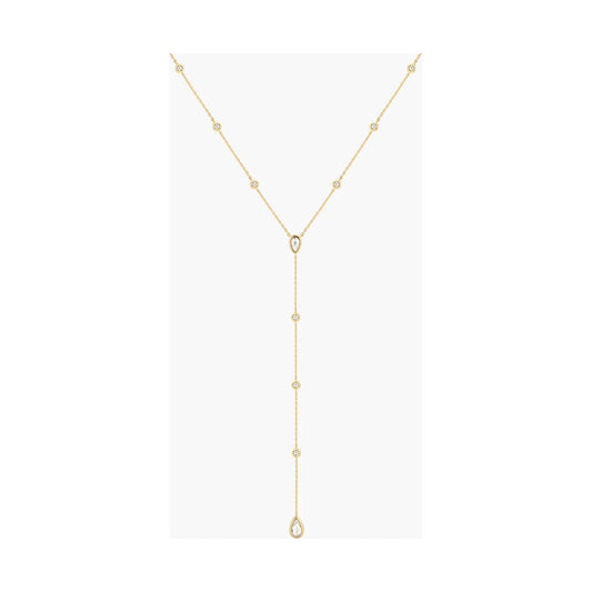 Gold Round & Teardrop Bezel Station Y Necklace