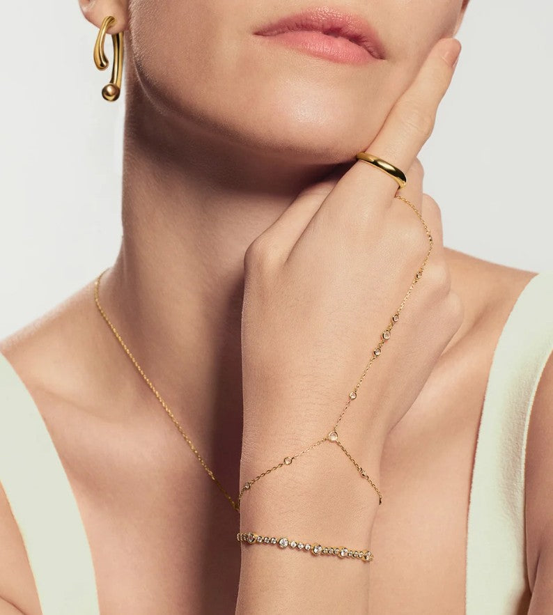 Gold Alternating Bezel-Set Bracelet