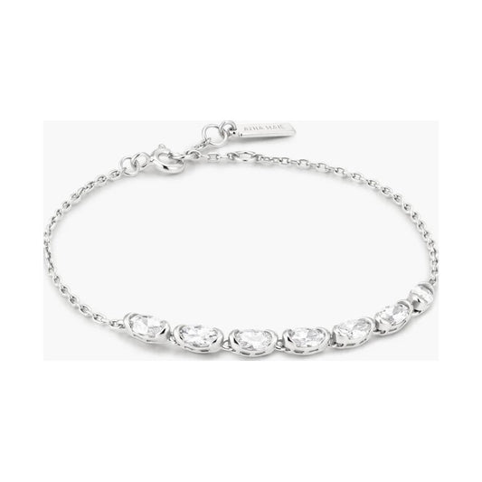 Silver Half-Bezel Oval Half-Tennis Bracelet