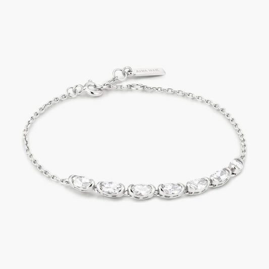 Silver Half-Bezel Oval Half-Tennis Bracelet