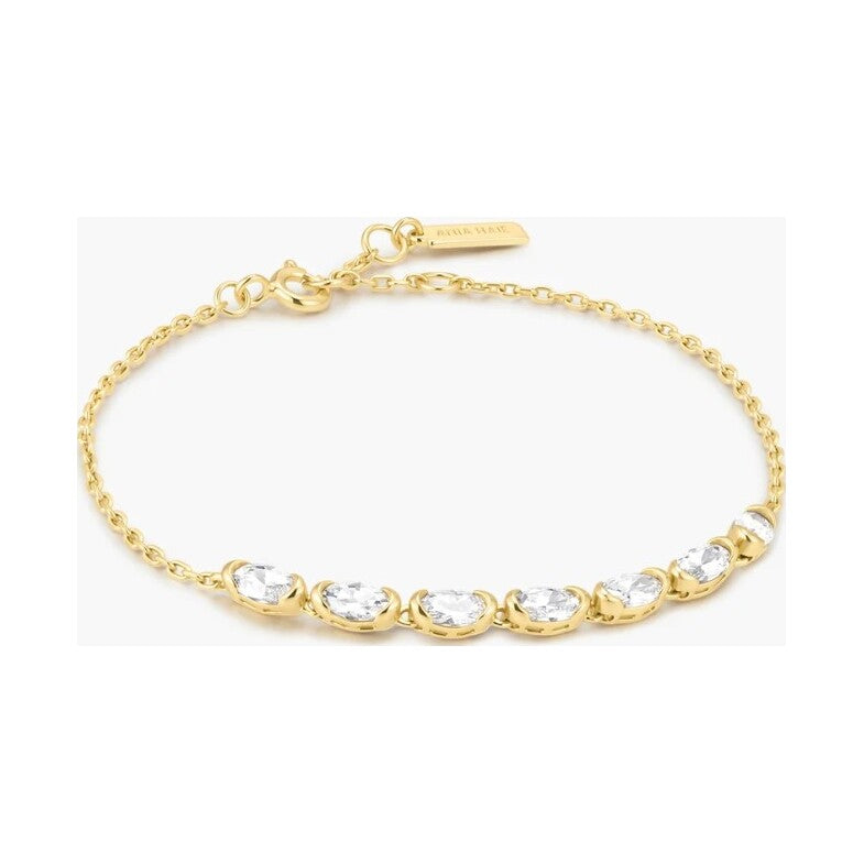 Gold Half-Bezel Oval Half-Tennis Bracelet