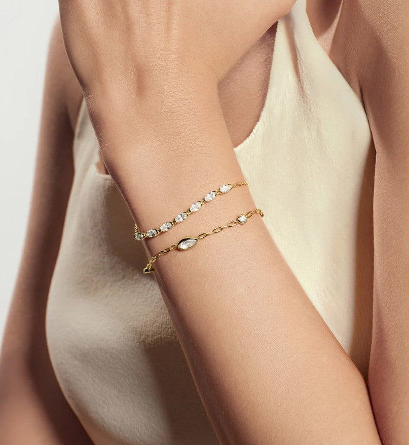 Gold Half-Bezel Oval Half-Tennis Bracelet