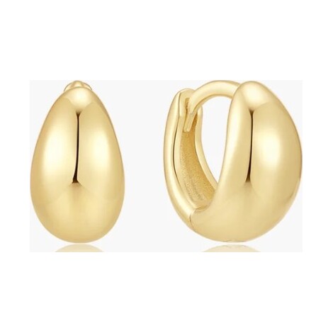 Gold Organic Dome Pebble Huggie Hoop Earrings