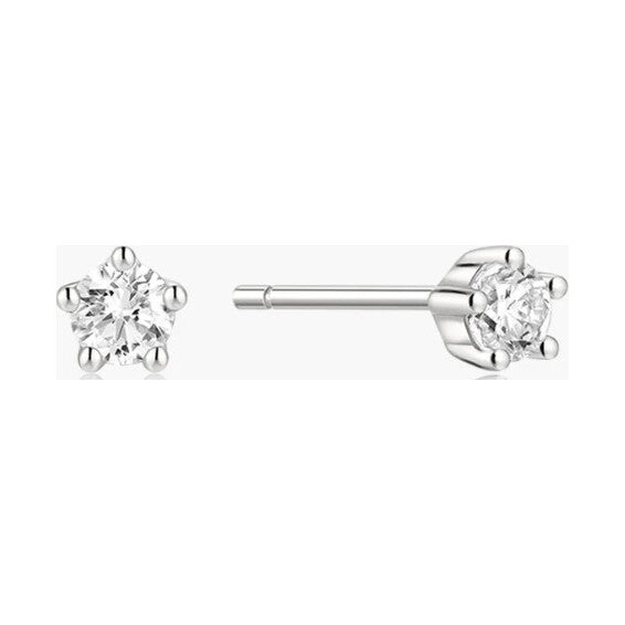 Silver Mini Five-Prong Sparkle Stud Earrings