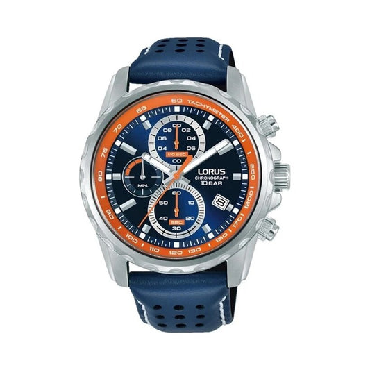 Lorus Chronograph Blue Leather Strap Watch