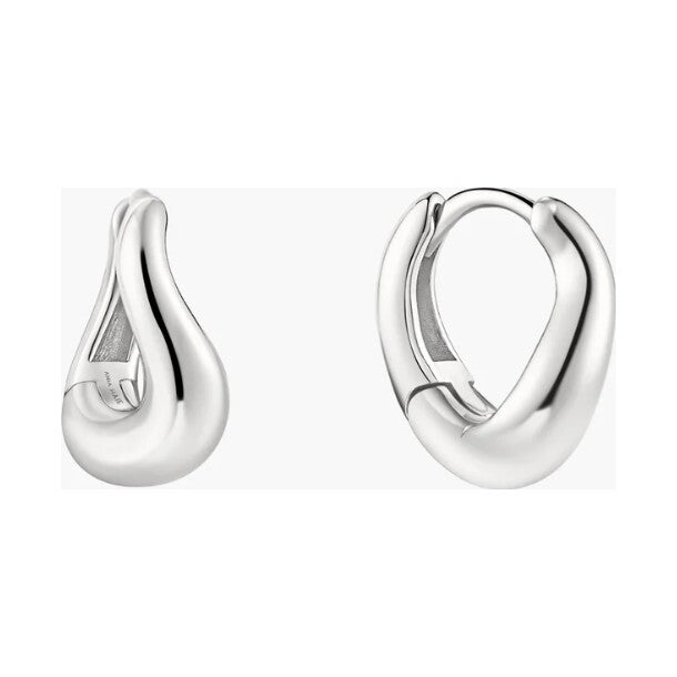 Silver Wave Huggie Hoop Earrings