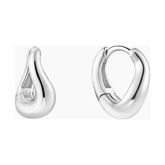 Silver Wave Huggie Hoop Earrings