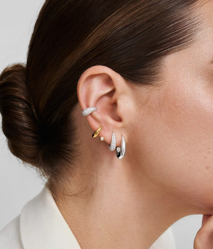 Silver Classic Dome Hoop Earrings
