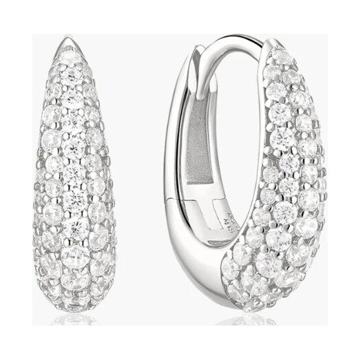 Gold Pavé Dome Huggie Hoop Earrings