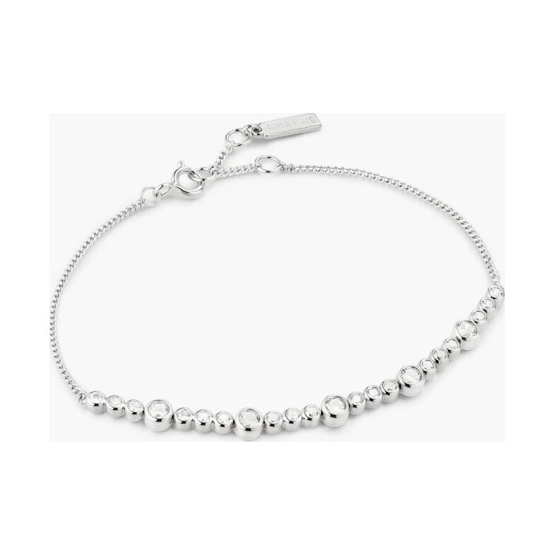 Silver Alternating Bezel-Set Bracelet