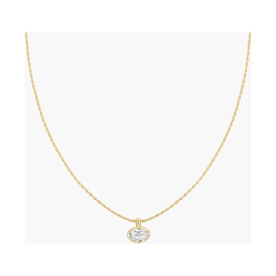 Gold Bezel Organic Pebble Necklace