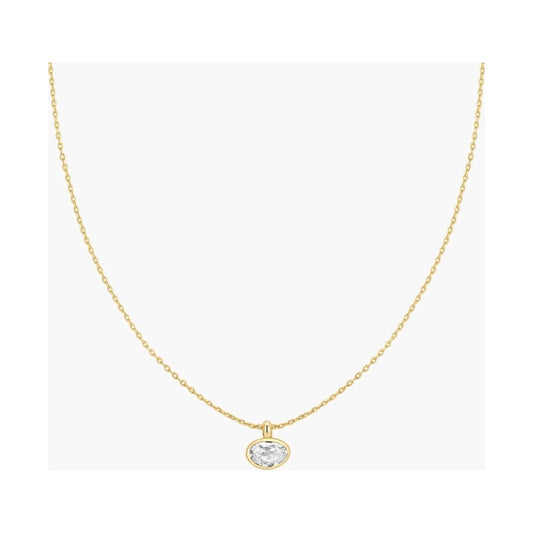 Gold Bezel Organic Pebble Necklace