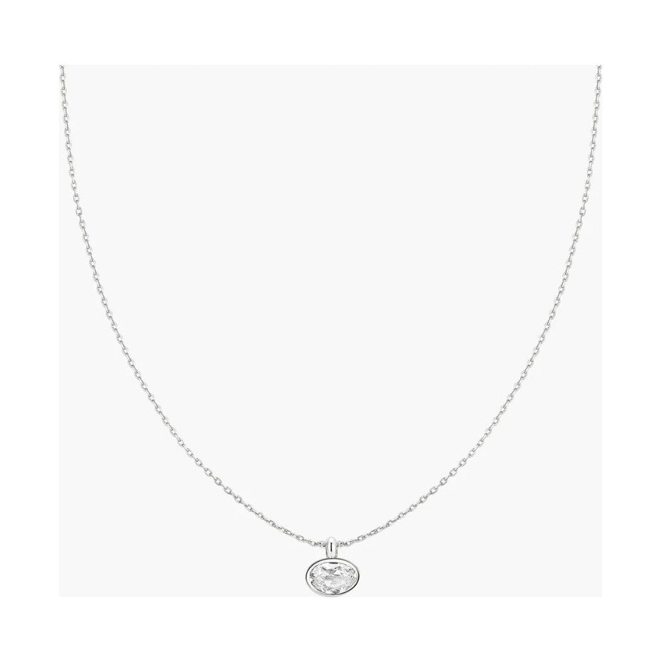 Silver Bezel Organic Pebble Necklace