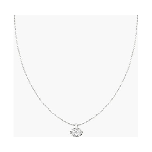 Silver Bezel Organic Pebble Necklace