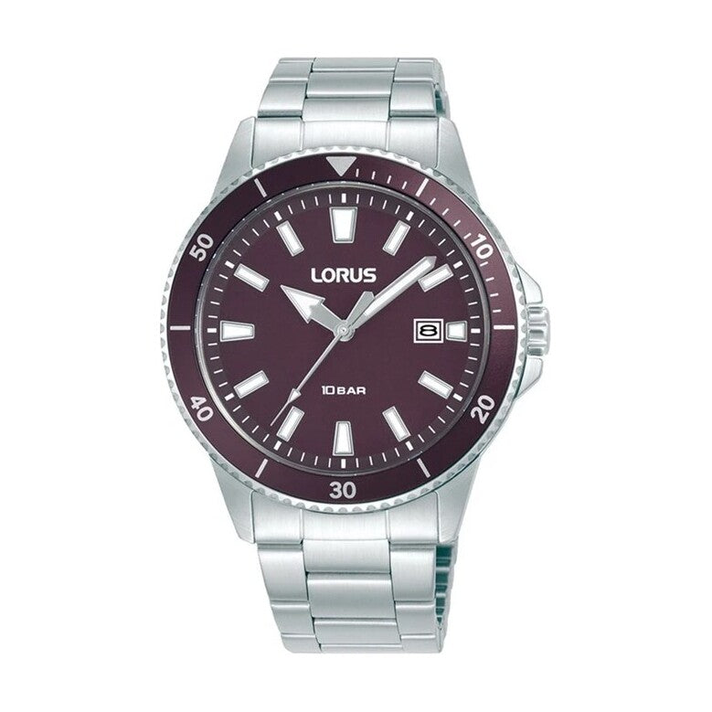 Lorus Burgundy Dial Bracelet Watch