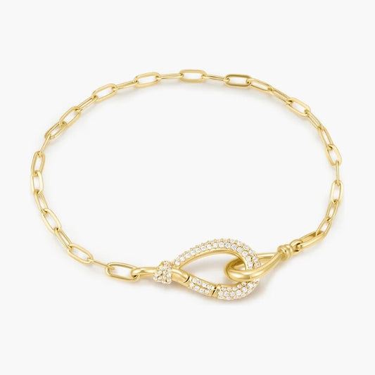 Gold Interlocked Pavé & Polished Knot Bracelet