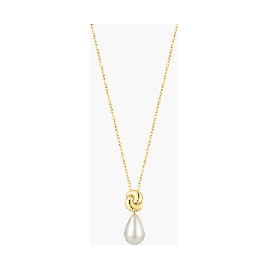 Gold Twist & Shell Pearl Necklace