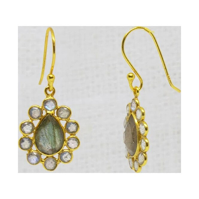 Labradorite Halo Earrings