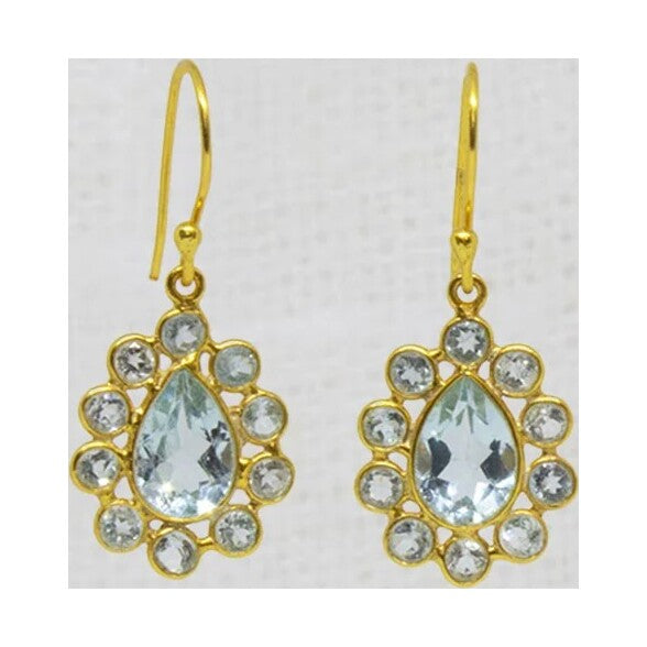 Blue Topaz Halo Earrings
