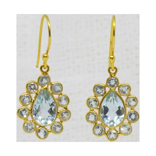 Blue Topaz Halo Earrings