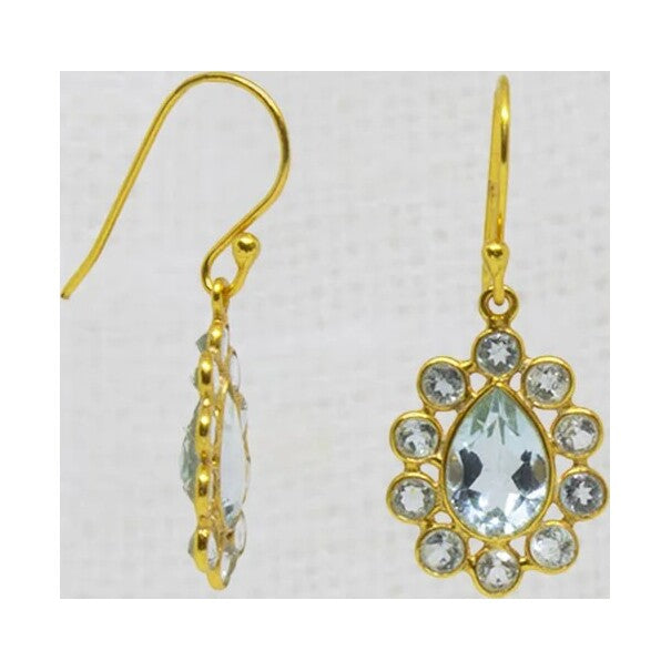Blue Topaz Halo Earrings