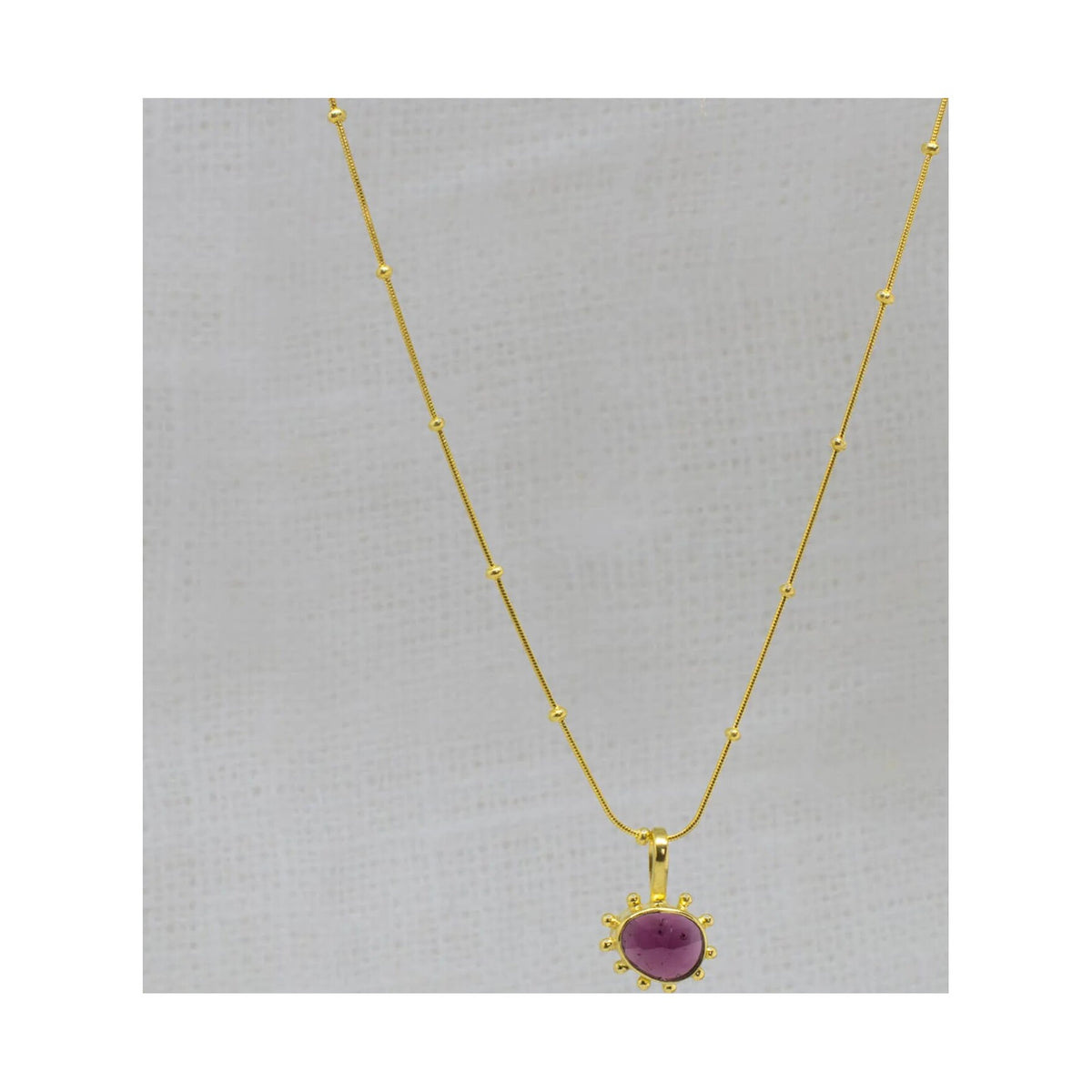 Irregular Garnet Gemstone Organic Dot Work Pendant Necklace