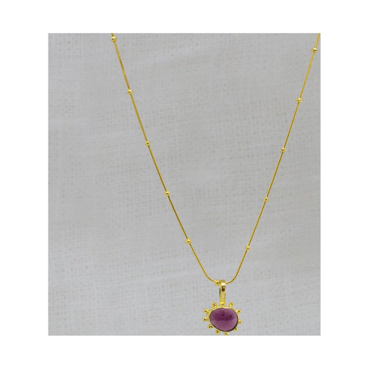 Irregular Garnet Gemstone Organic Dot Work Pendant Necklace