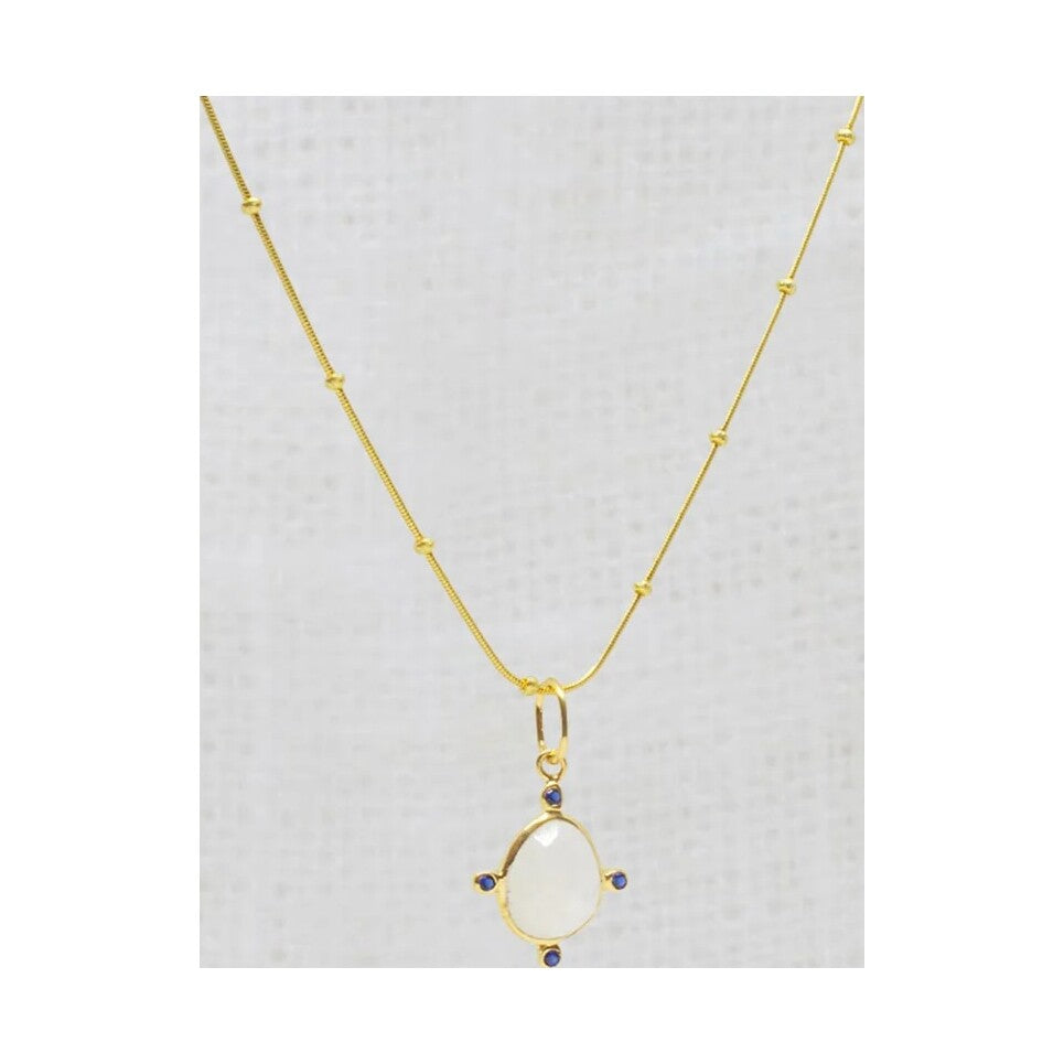 Rainbow Moonstone Gemstone Astra Pendant Necklace