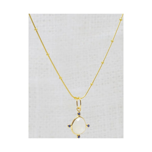 Rainbow Moonstone Gemstone Astra Pendant Necklace