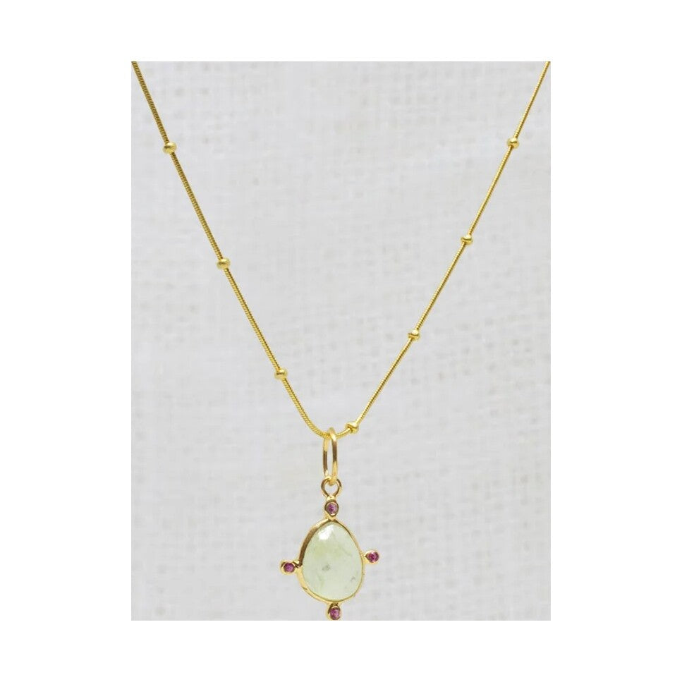 Prehnite Gemstone Astra Pendant Necklace