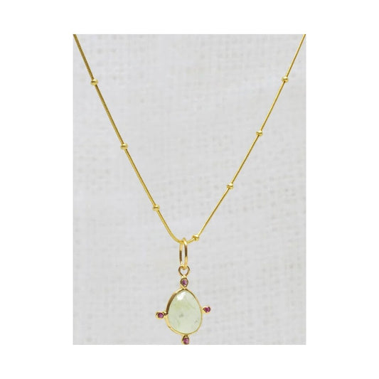 Prehnite Gemstone Astra Pendant Necklace