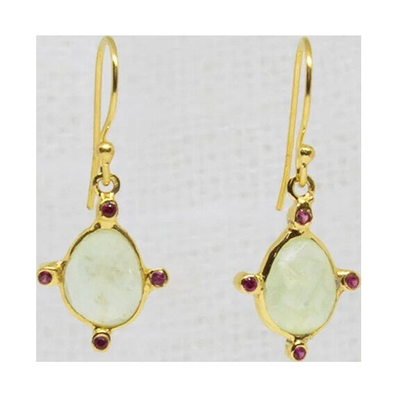Prehnite Gemstone Astra Drop Earrings