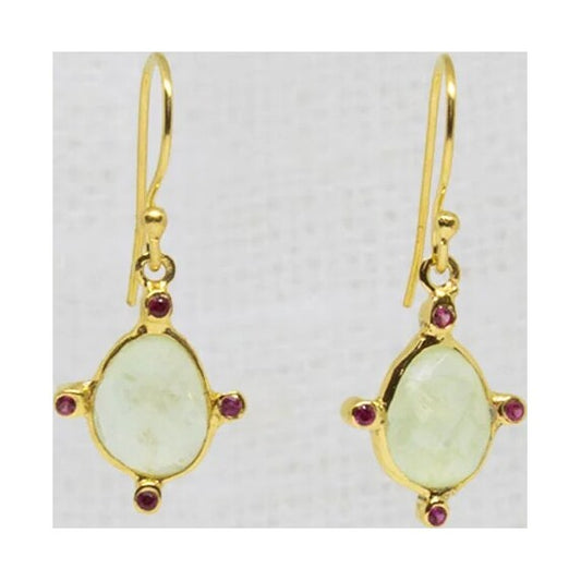 Prehnite Gemstone Astra Drop Earrings