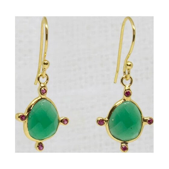 Green Onyx Gemstone Astra Drop Earrings