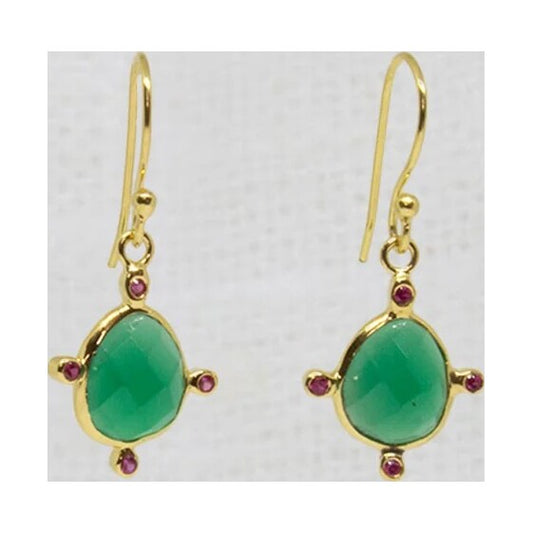 Green Onyx Gemstone Astra Drop Earrings