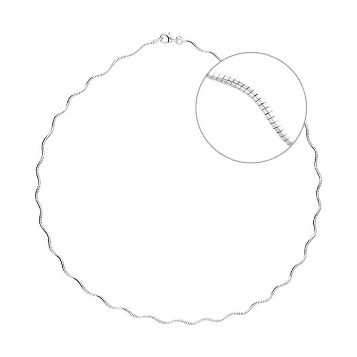 Sterling Silver Omega Wave Necklace