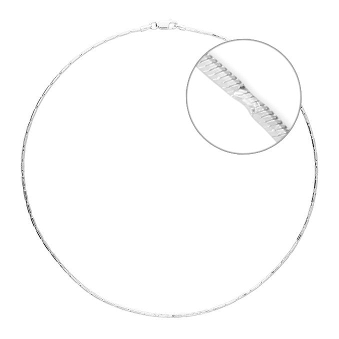 Sterling Silver Diamond Cut Round Snake Chain, 41cm