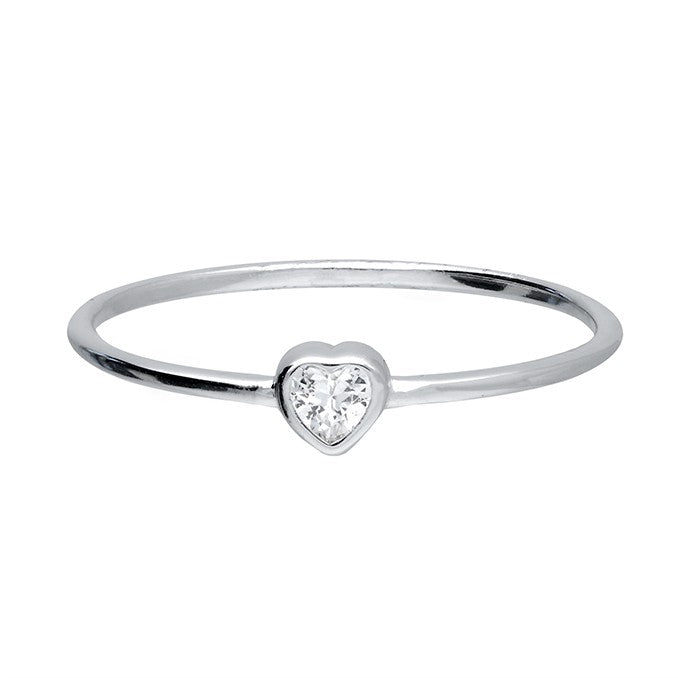 Sterling Silver Cubic Zirconia Heart Stacking Ring