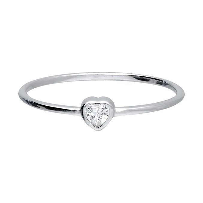 Sterling Silver Cubic Zirconia Heart Stacking Ring