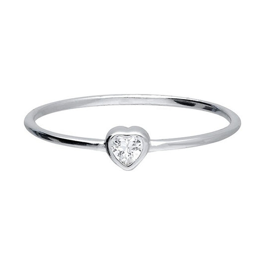 Sterling Silver Cubic Zirconia Heart Stacking Ring