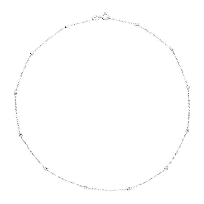 Sterling Silver Cube Station Bead Necklace
