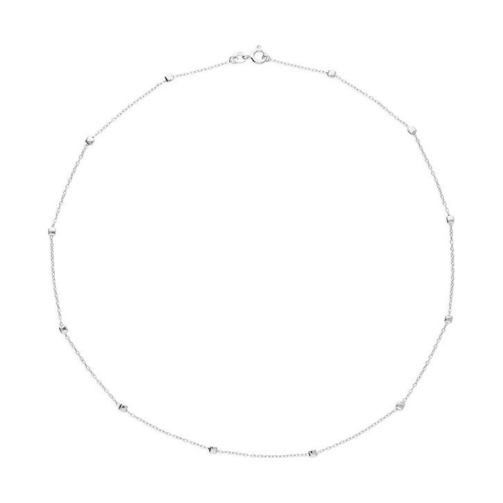 Sterling Silver Cube Station Bead Necklace